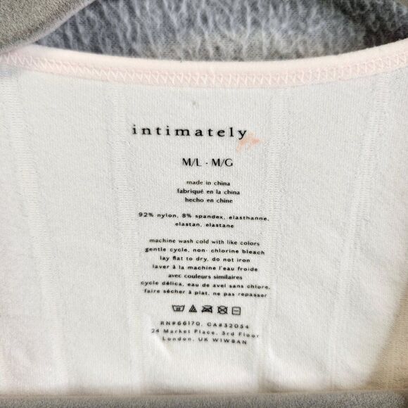 Intimately Free People Bodysuit Womens M/L Pink Ribbed Neutral Thumbholes Crew - Picture 6 of 10